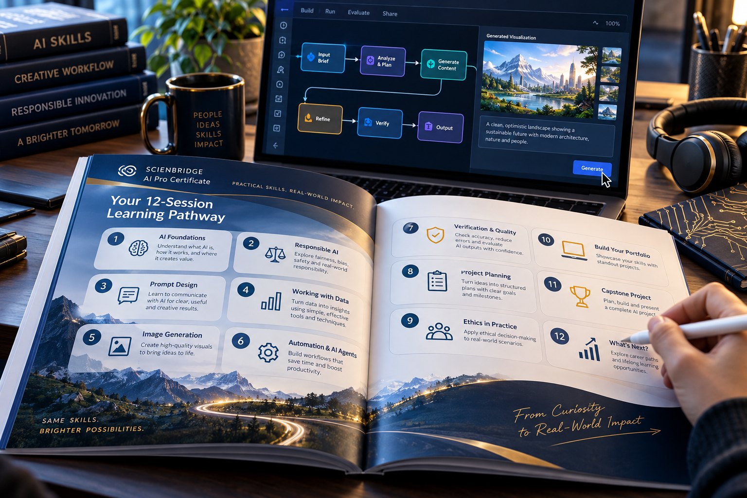 Muestra visual de la guía de SCIENBRIDGE AI Pro Certificate